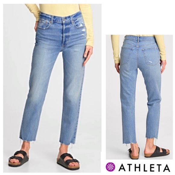 ❤️ GAP Cheeky Jeans size 14 High-Rise Raw-Hem Button-Fly Crop Jeans 14 NWTS-$80 - Picture 2 of 7
